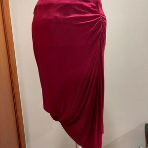 Express Raspberry Asymmetrical Draped Skirt
